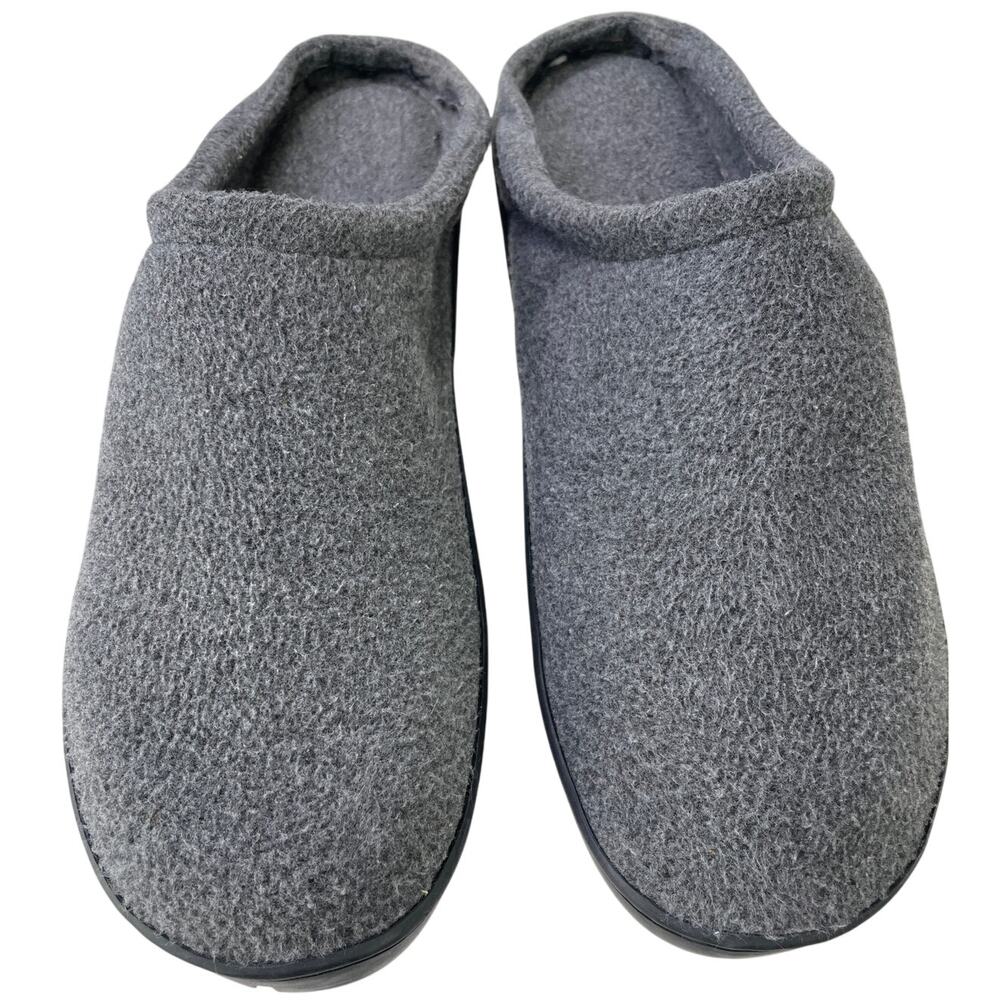 Lands End Mens Gray Comfort Slip On Mule Slipper Soft Cushion  In Out Sole S 12D